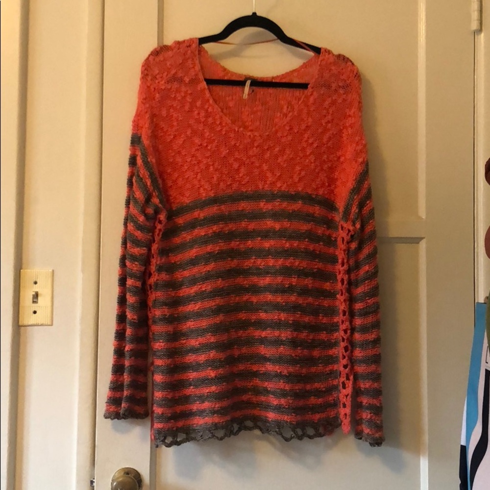Free People Stripped Orange Sweater